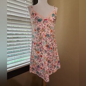 Floral Lace Chemise with Pink Accents